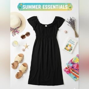 Max Studio Black Ruched Midi Dress Medium